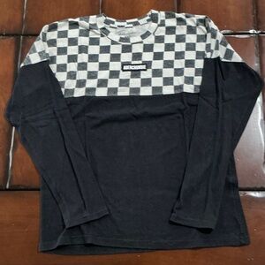 Abercrombie Kids Black and Gray Plaid Long Sleeve Tee